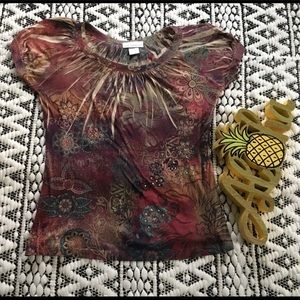 Petite Sophisticate Tops - Petite Sophisticate Colorful Short Sleeve Top Petite Sophisticate Tops - Petite Sophisticate Colorful Short Sleeve Top